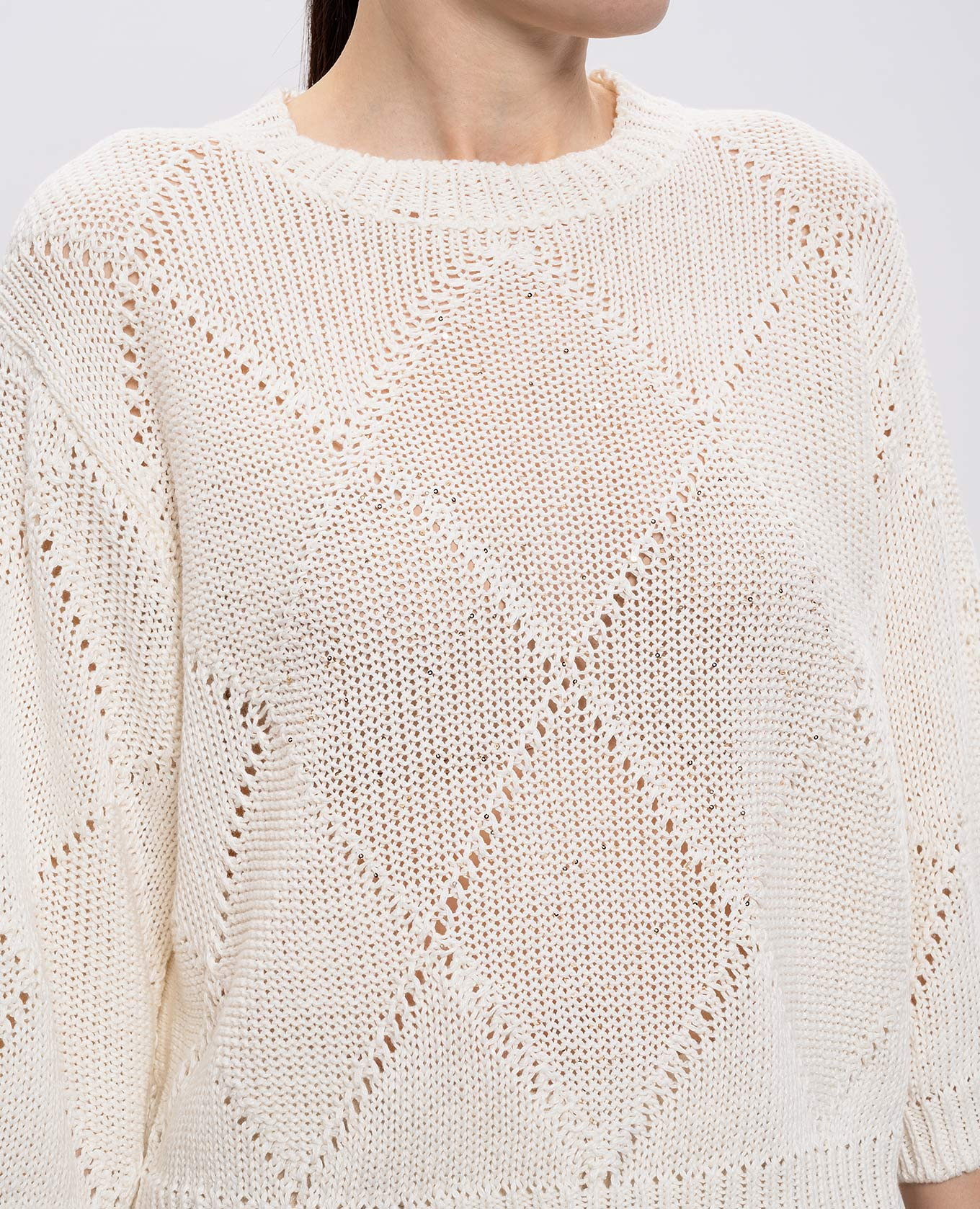 White linen sweater with sequins Peserico 5