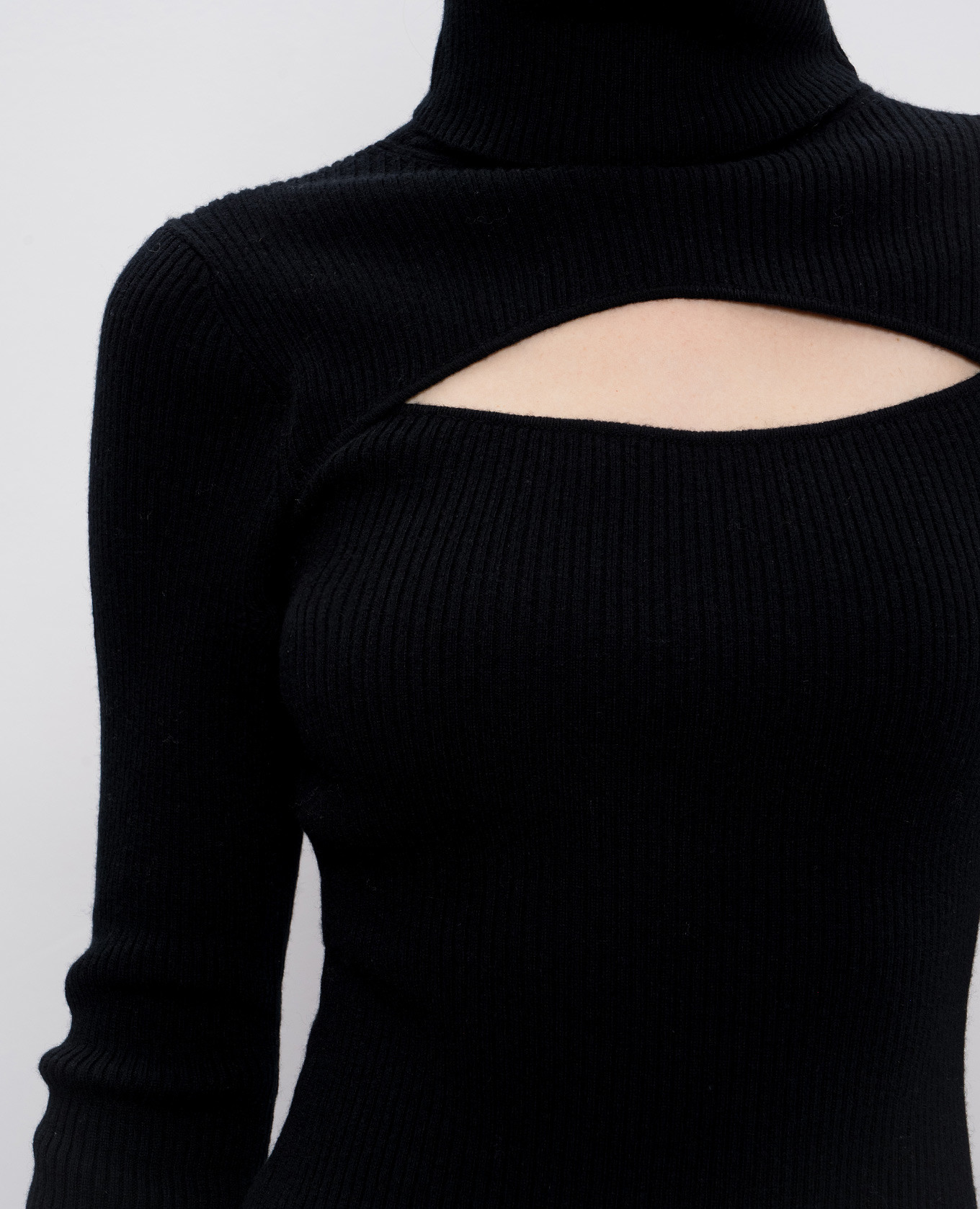 

Black ribbed wool and cashmere turtleneck Allude