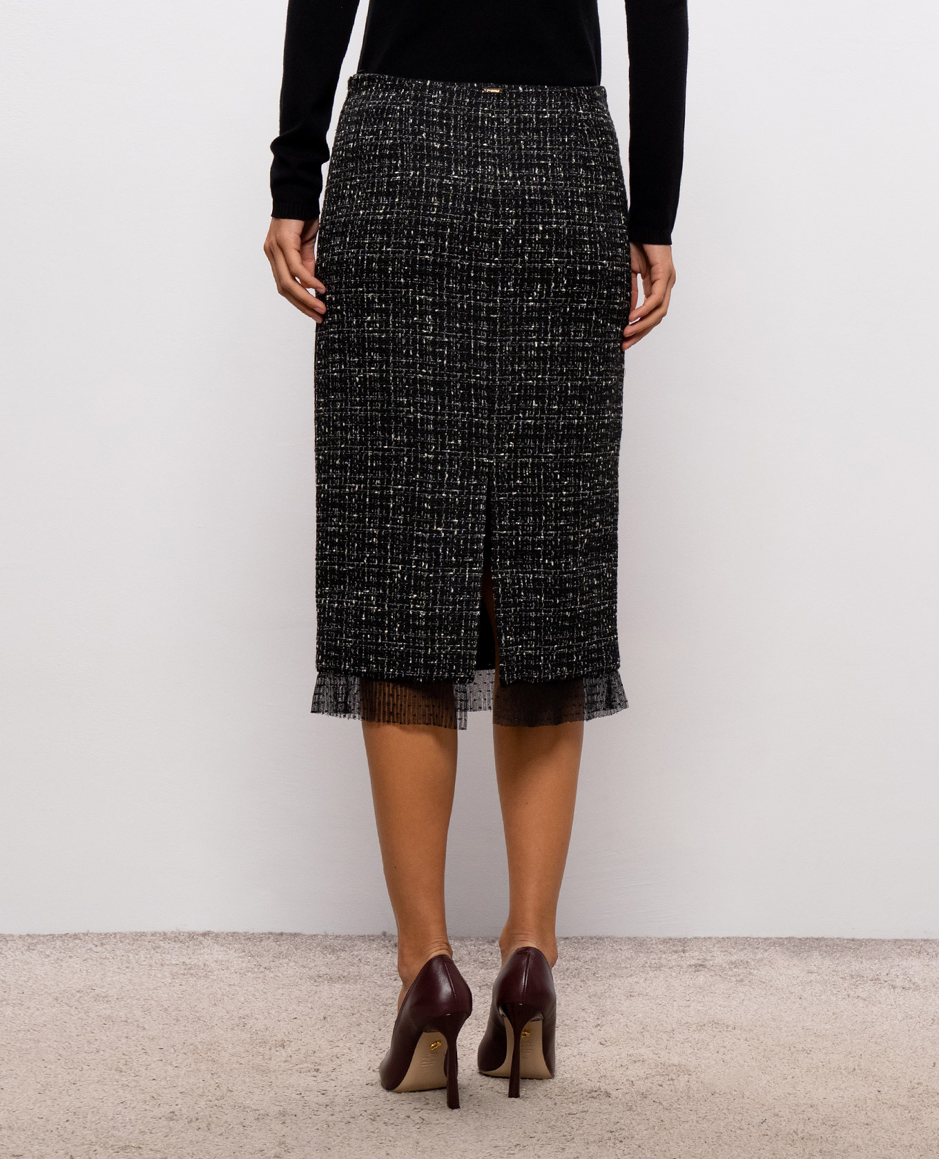 Black tweed pencil skirt Twinset 4