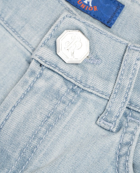 Stefano Ricci Children's blue jeans with logo patch YST6103030T0217