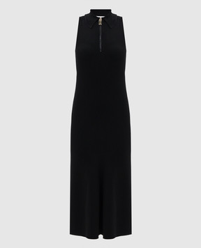 Victoria Beckham Mira black ribbed midi dress 1226KDR007282A