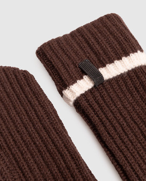 Brunello Cucinelli Brown cashmere gloves M12504999