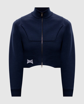 Vetements Blue cropped sports jacket with logo embroidery WE76ZU500N