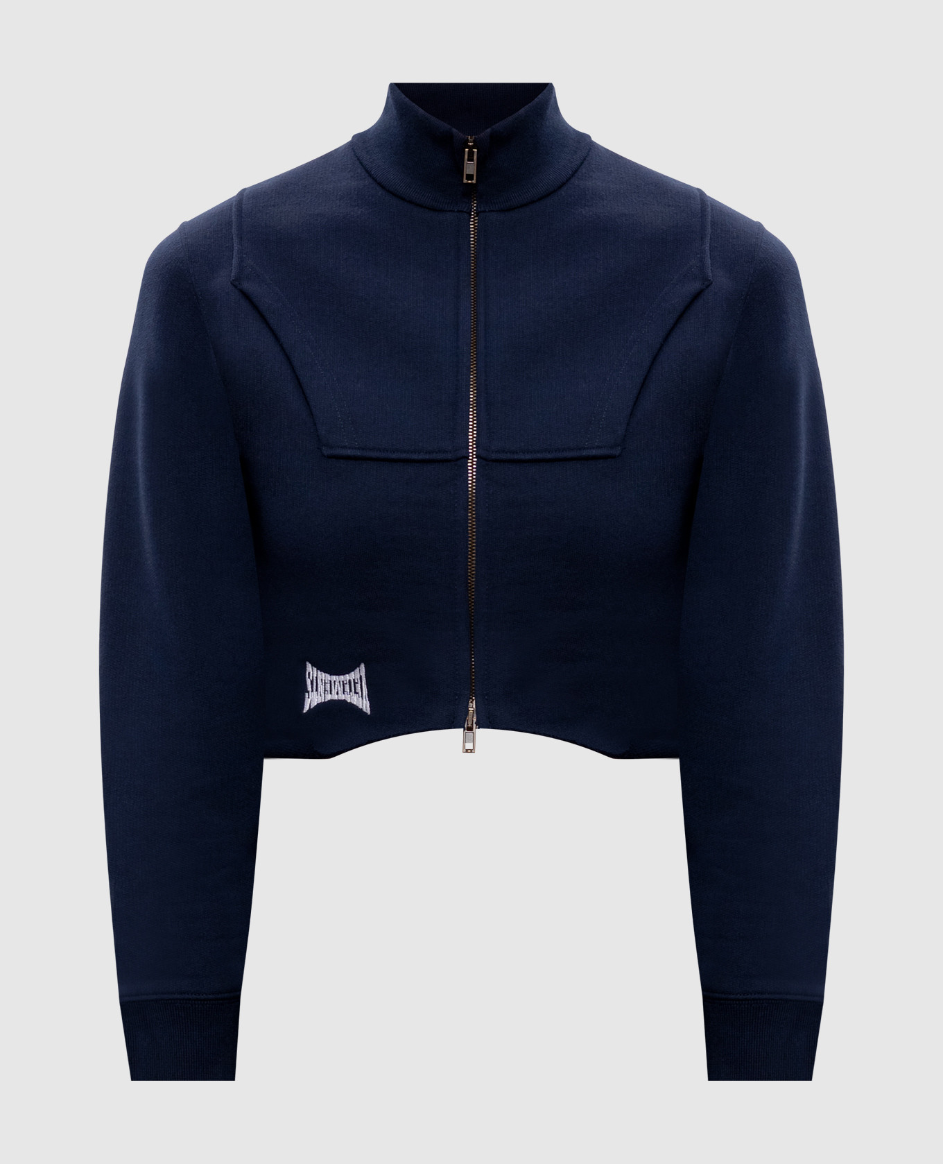 Veste de sport courte bleue avec logo brodé
