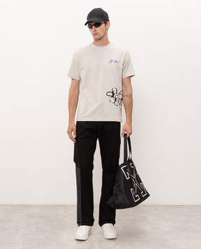 Off-White Grey melange Metal Flowers T-shirt 44MAA16MF26J009