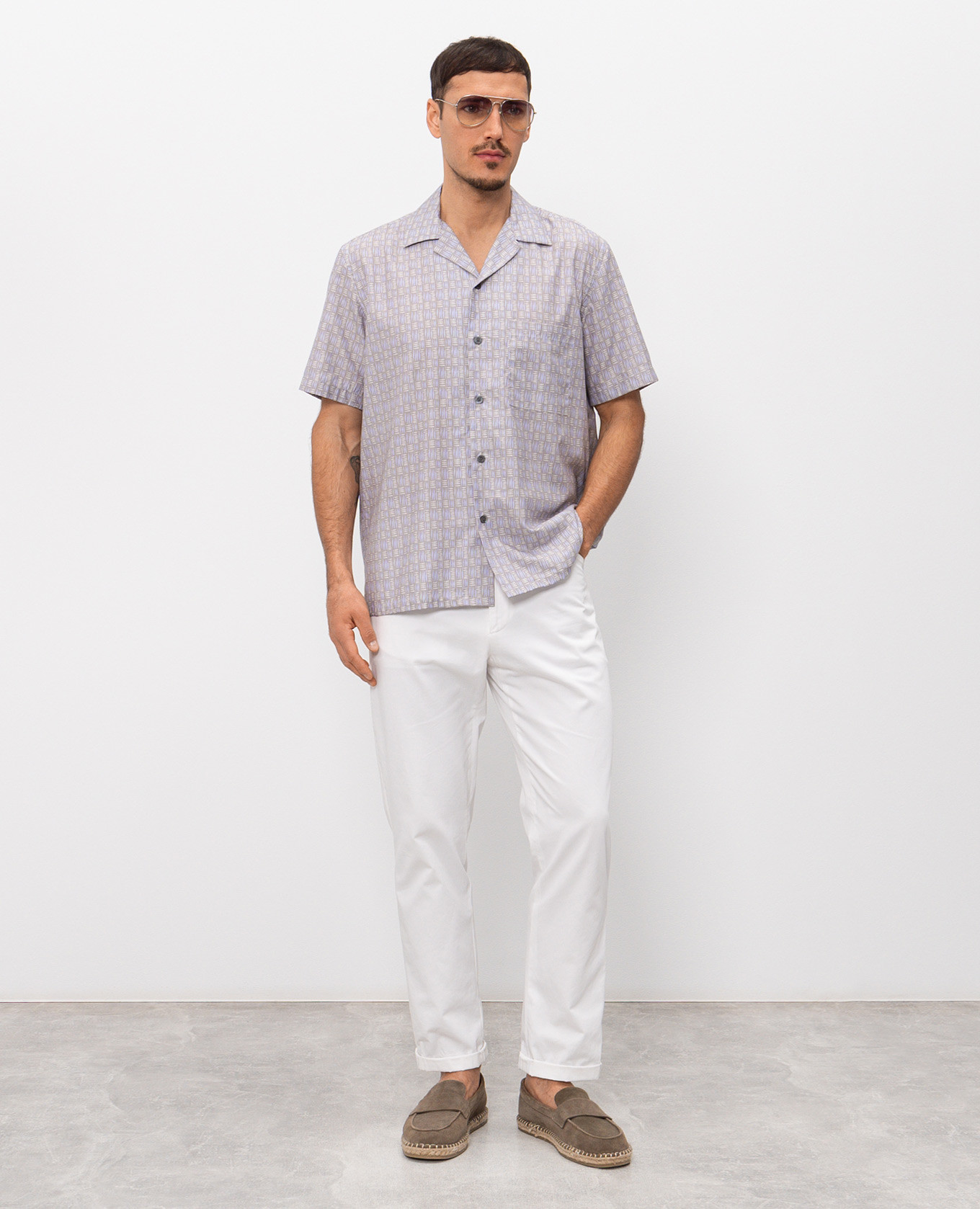 

Straight-cut shirt with a pattern Canali, Light blue