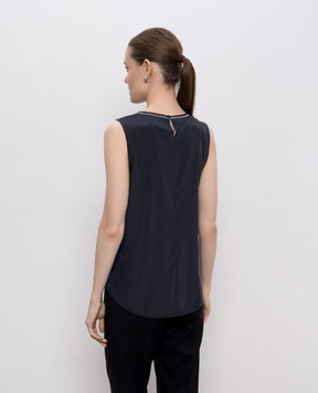 Peserico Navy blue silk top A08893D07325