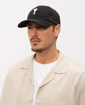 Ami Paris Black cap with emblem patch UCP277AW0028
