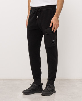 C.P. Company Black cargo joggers with logo patch MSP191A006614G