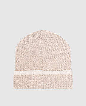Brunello Cucinelli Beige cashmere hat with monil chain M12504979
