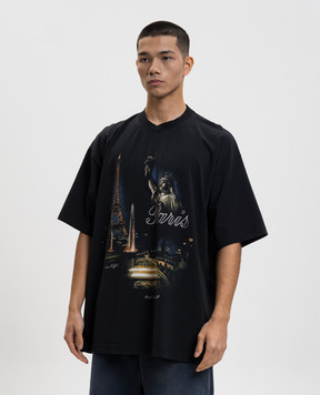 Vetements Black Paris T-shirt ME76TR244Bm
