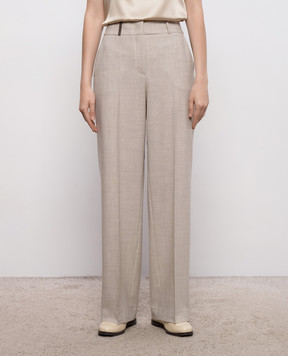 Peserico Beige straight-leg trousers with patterned wool A04783Z06413