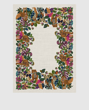 TESSITURA TOSCANA TELERIE Beige tablecloth LEOLEAF with linen NT250074080037