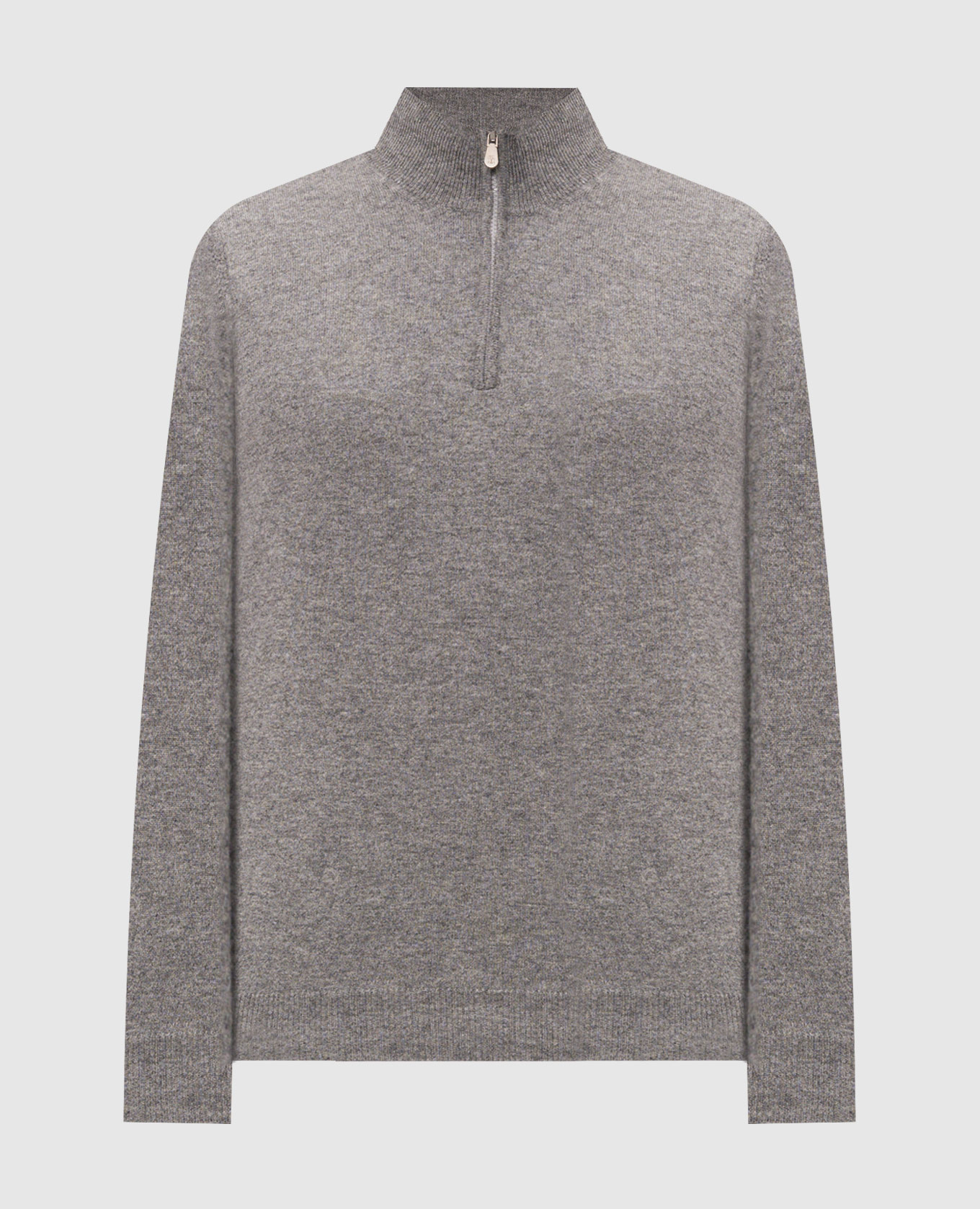 Gray cashmere jumper with zipper