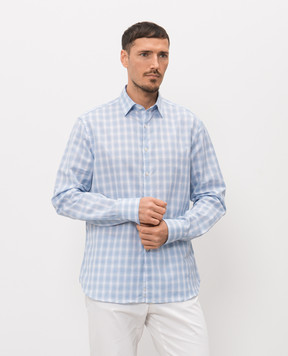 Canali Blue checked linen shirt GL03754CSL7079