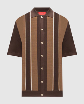 ISAIA Brown striped silk shirt MG8450Y0545