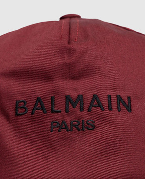 Balmain Children's burgundy cap with logo embroidery BZ0I47Z1053