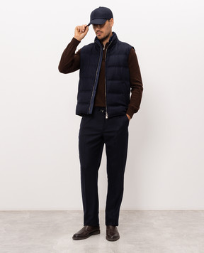 Enrico Mandelli Blue wool and cashmere down vest 4T772A5804