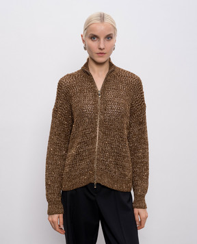 Max Mara Brown TTACITO cardigan with sequins MSTTACITO