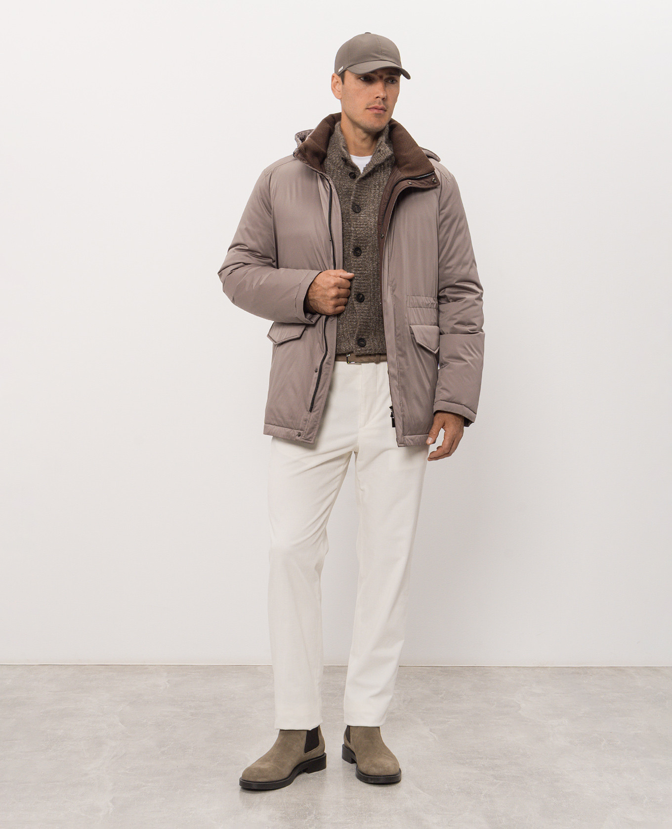 Ivory corduroy pants Peserico 2
