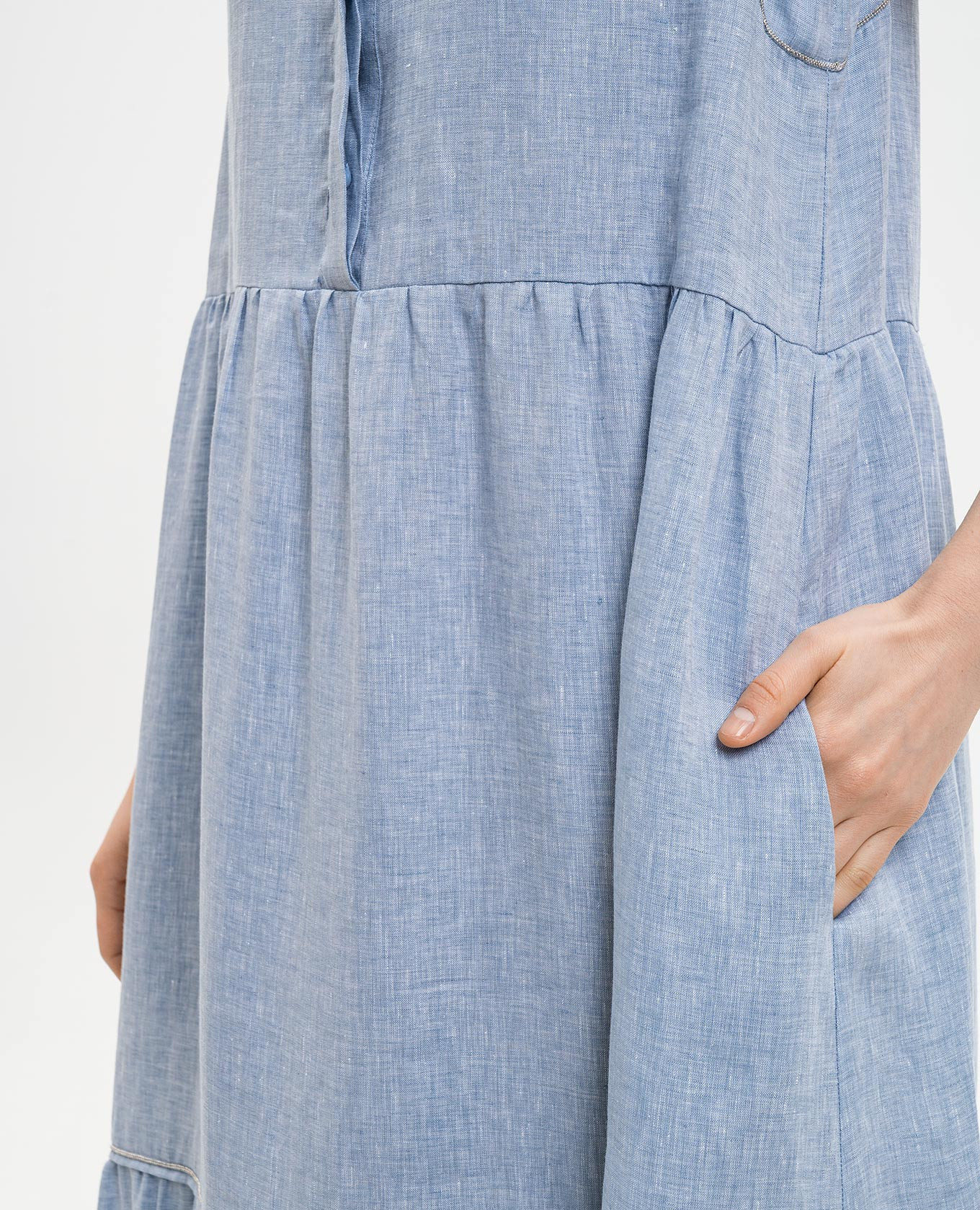 Blue linen dress with ruffles Peserico 4