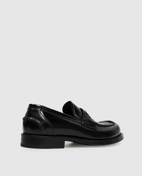 Dolce&Gabbana Black leather glossy loafers with monoframe A30291A0780