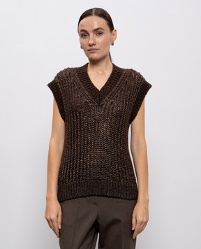 Peserico Brown alpaca wool vest S99396F0309216