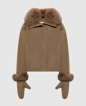 Yves Salomon Army Brown down jacket with fox fur 25WYV05866DOTM