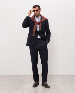 Brunello Cucinelli Blue wool and silk pants MY460PS04