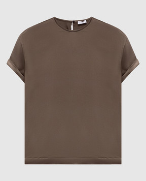 Brunello Cucinelli Brown silk top with chain M0C59DE310