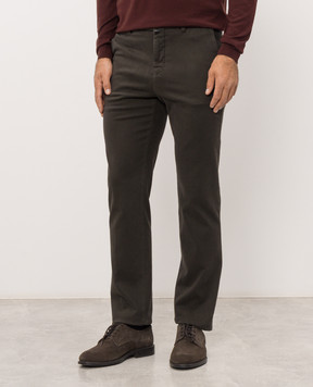 Kiton Brown pants with logo patch UFPPERK0100L