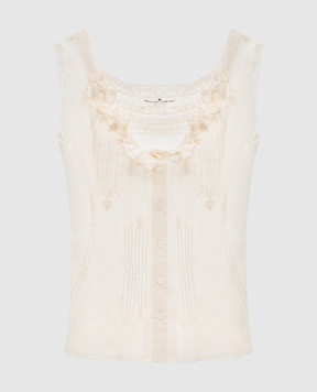 Ermanno Scervino Beige top with lace D482L300APJBN