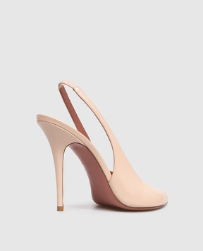 Amina Muaddi Kristina beige patent leather slingbacks 16S366080KRI