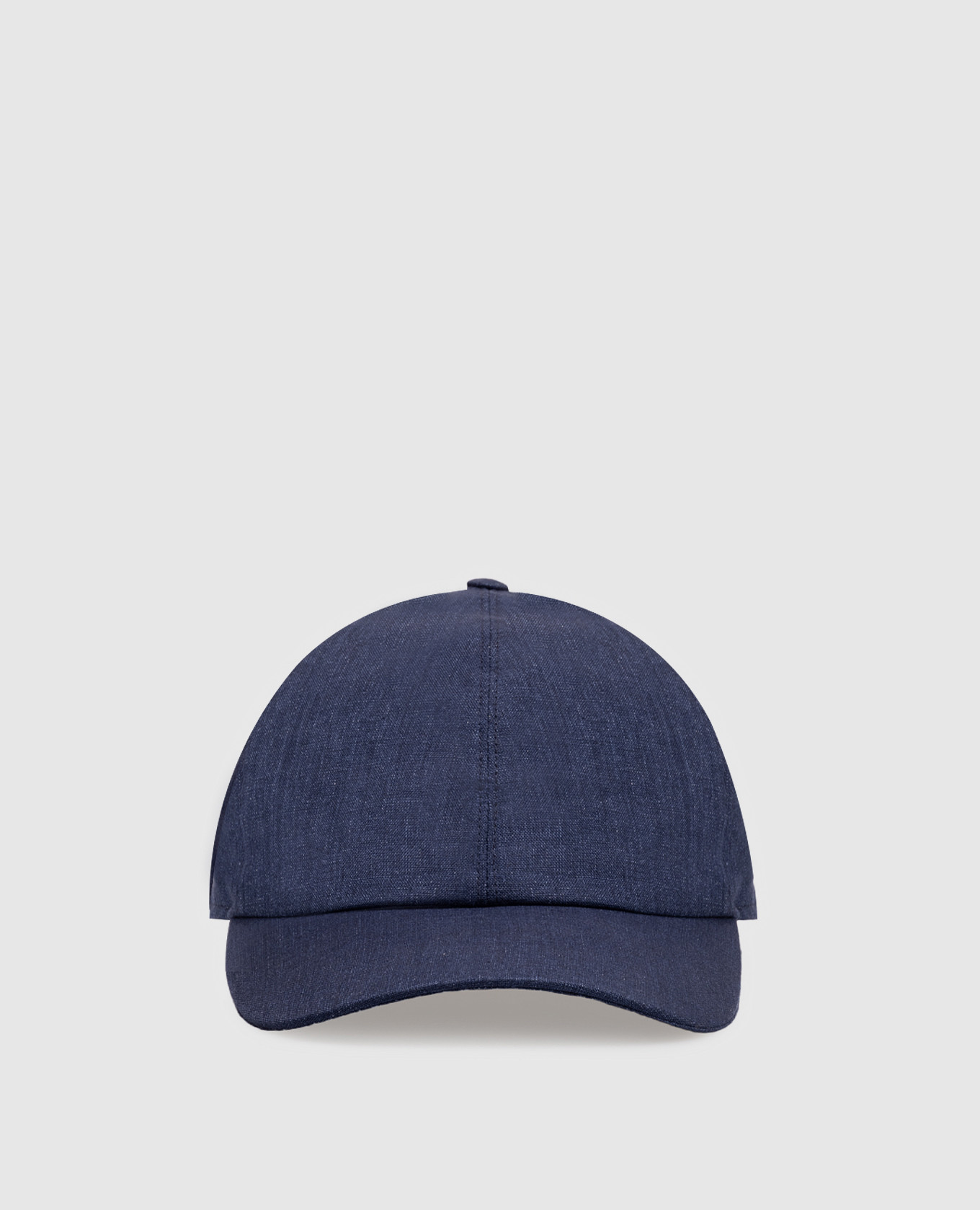 Blue linen cap with emblem
