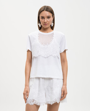Twinset White T-shirt with lace 261TT2490