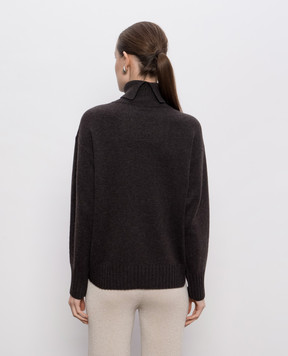 Peserico Dark brown wool, silk and cashmere sweater with monil chain A99231F07B9283
