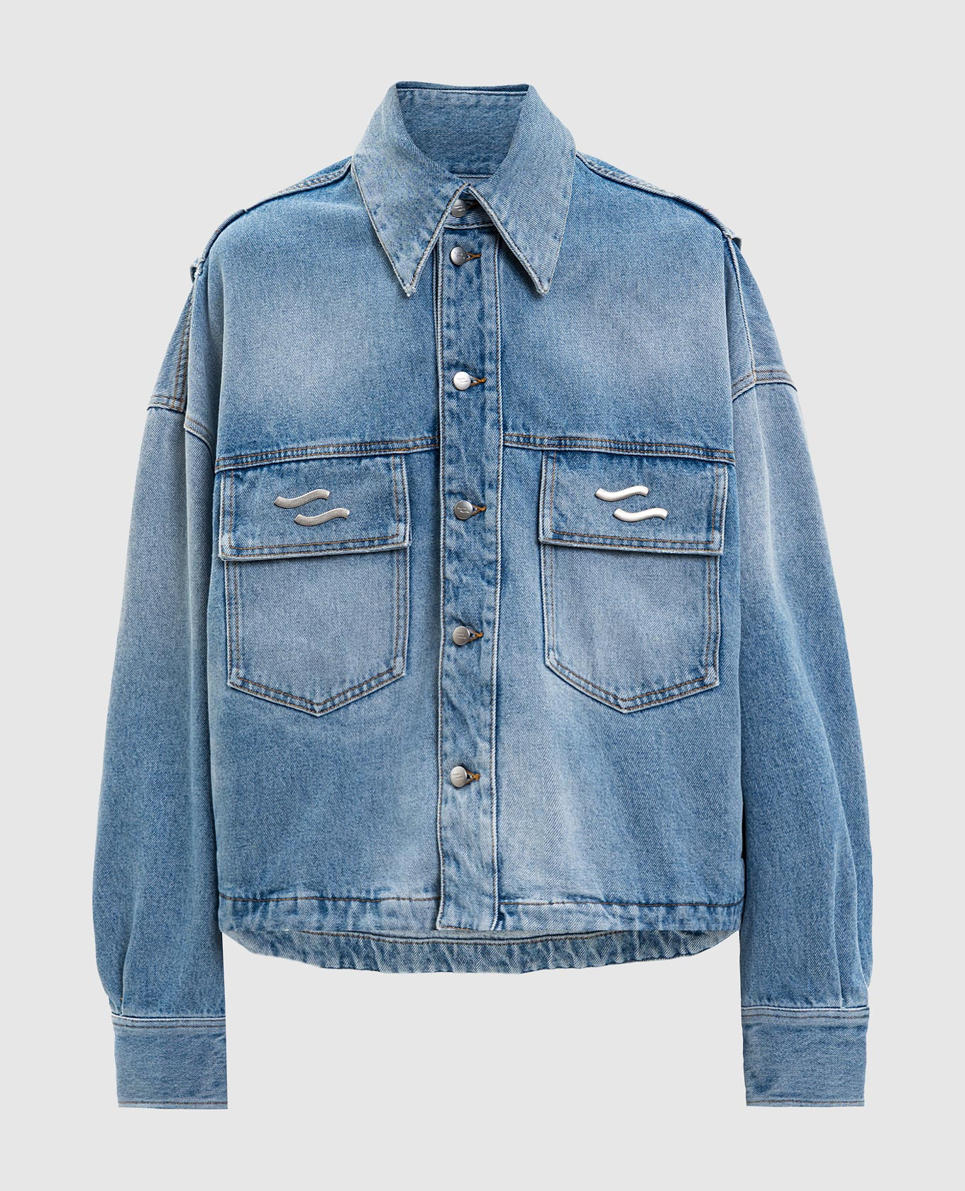 

JIACCA blue denim jacket with emblems SSHEENA