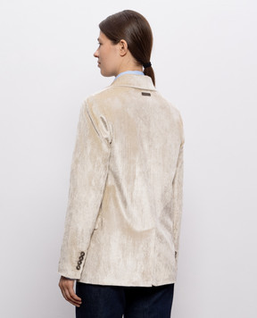 Peserico Beige corduroy jacket with monil chain A0170401597