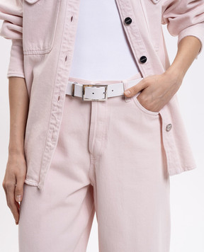 Dondup White leather belt with logo WC325PL0661DXXX