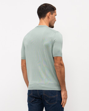Stefano Ricci Green silk T-shirt with logo embroidery K616215G10F26101