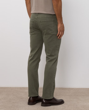 Brunello Cucinelli Khaki jeans with embroidered logo M277PB3210
