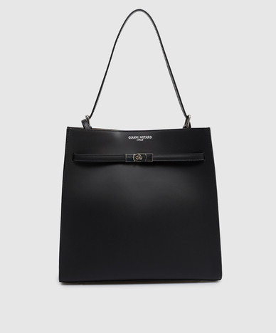 RUGA black leather bag with logo print