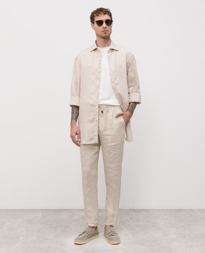 ISAIA Beige linen shirt CAM088KM304
