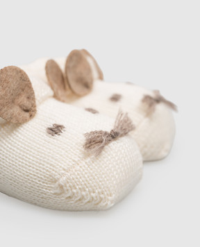 Story Loris Children's beige hat and booties set 21056