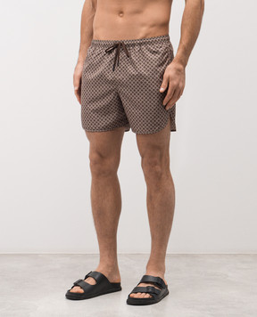 Peserico Brown logo print swim shorts R17002C0CC809