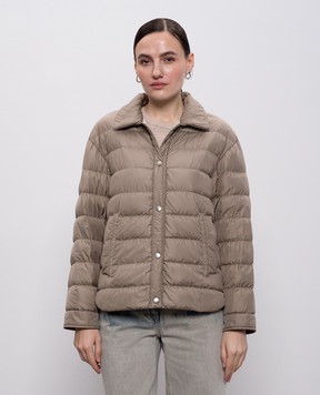 Peserico Brown down jacket with monil chain A2411406957