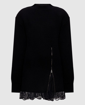 Giuseppe Di Morabito Milano Black wool dress with lace 07PFKND41116759
