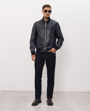 Stefano Ricci Blue crocodile leather jacket M7J6300201NPSTR6