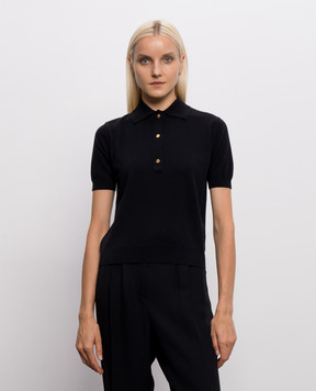 Max Mara Black POMPOSA polo shirt with silk and cashmere SMMPOMPOSA