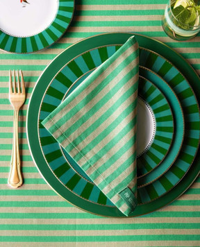 Pip Studio Set of green Stripes serving napkins with logo 51067035